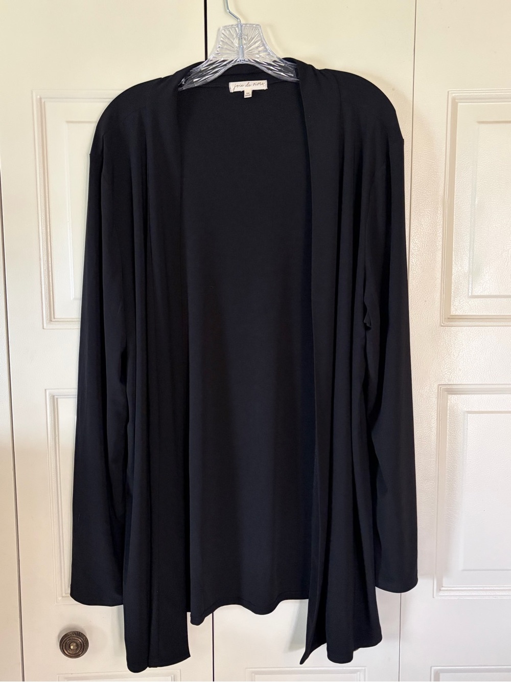 Minimalist Officecore Stretch Capsule Size 2X Black open front drapped cardigan